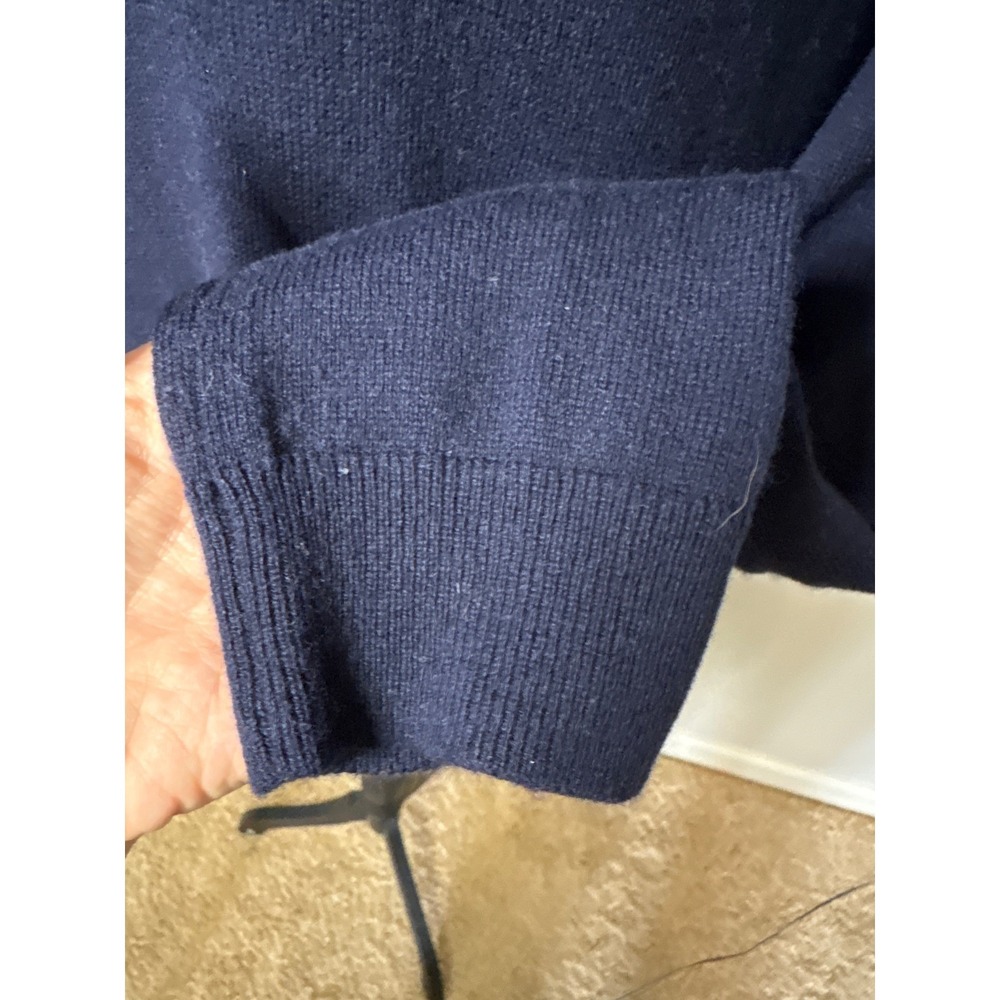Anthropologie Knitted & Knotted Navy Blue Lace Ruffle Cashmere Blend Sweater M - Picture 5 of 7